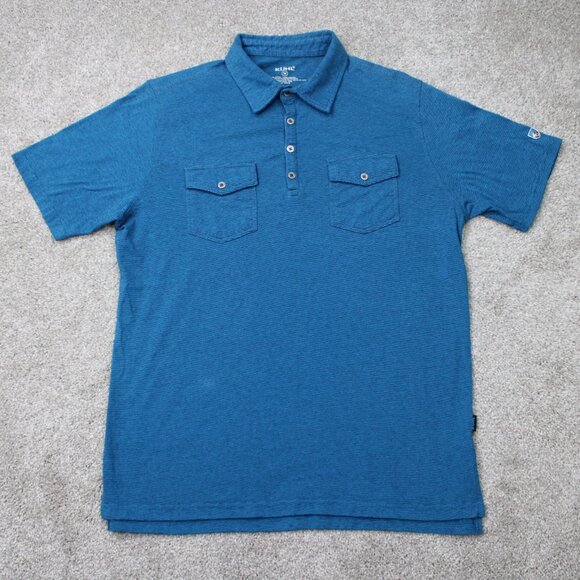 Kuhl Polo Shirt Men Medium Blue Cotton/Polyester Short Sleeve Lightweight Button - Picture 2 of 16